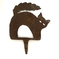 Old Folk Art Iron Cutout Cat with Lightening Bolt Tail