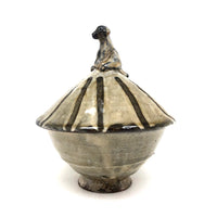 Japanese Inspired Studio Pottery Lidded Bowl with Dog Finial