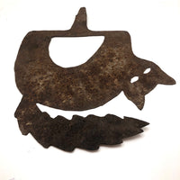 Old Folk Art Iron Cutout Cat with Lightening Bolt Tail