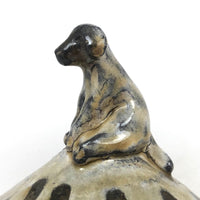 Japanese Inspired Studio Pottery Lidded Bowl with Dog Finial
