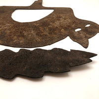 Old Folk Art Iron Cutout Cat with Lightening Bolt Tail