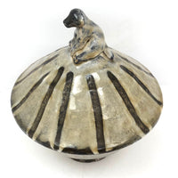 Japanese Inspired Studio Pottery Lidded Bowl with Dog Finial