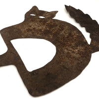 Old Folk Art Iron Cutout Cat with Lightening Bolt Tail