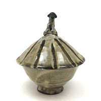 Japanese Inspired Studio Pottery Lidded Bowl with Dog Finial