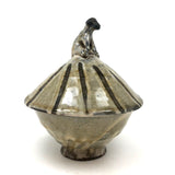 Japanese Inspired Studio Pottery Lidded Bowl with Dog Finial