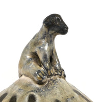 Japanese Inspired Studio Pottery Lidded Bowl with Dog Finial