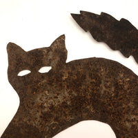 Old Folk Art Iron Cutout Cat with Lightening Bolt Tail
