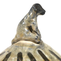 Japanese Inspired Studio Pottery Lidded Bowl with Dog Finial