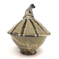 Japanese Inspired Studio Pottery Lidded Bowl with Dog Finial