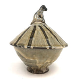 Japanese Inspired Studio Pottery Lidded Bowl with Dog Finial