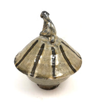 Japanese Inspired Studio Pottery Lidded Bowl with Dog Finial
