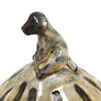 Japanese Inspired Studio Pottery Lidded Bowl with Dog Finial