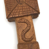 Unusual and Marvelous Antique Carved Butter Pat with Pointing Hand and Snake