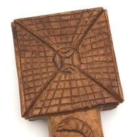 Unusual and Marvelous Antique Carved Butter Pat with Pointing Hand and Snake