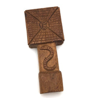 Unusual and Marvelous Antique Carved Butter Pat with Pointing Hand and Snake