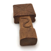 Unusual and Marvelous Antique Carved Butter Pat with Pointing Hand and Snake