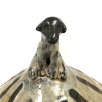 Japanese Inspired Studio Pottery Lidded Bowl with Dog Finial