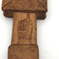 Unusual and Marvelous Antique Carved Butter Pat with Pointing Hand and Snake