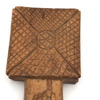 Unusual and Marvelous Antique Carved Butter Pat with Pointing Hand and Snake