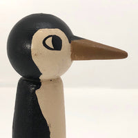 Painted Handmade Wooden Penguin with Long Nose