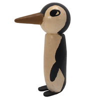 Painted Handmade Wooden Penguin with Long Nose