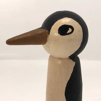 Painted Handmade Wooden Penguin with Long Nose