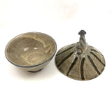 Japanese Inspired Studio Pottery Lidded Bowl with Dog Finial