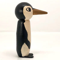 Painted Handmade Wooden Penguin with Long Nose