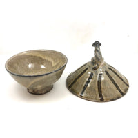 Japanese Inspired Studio Pottery Lidded Bowl with Dog Finial
