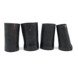 Antique Handmade Leather Dice Cups with Bone Die and Hand-Carved Chips