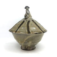 Japanese Inspired Studio Pottery Lidded Bowl with Dog Finial