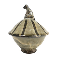 Japanese Inspired Studio Pottery Lidded Bowl with Dog Finial
