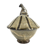 Japanese Inspired Studio Pottery Lidded Bowl with Dog Finial