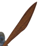 Little Blue Glazed Clay Man with Giant Blade