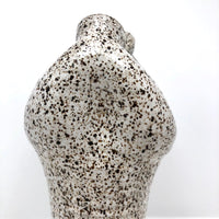 Double Opening White Speckled Studio Pottery Vase, Signed P. Wood