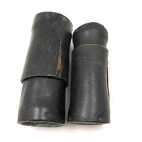 Antique Handmade Leather Dice Cups with Bone Die and Hand-Carved Chips