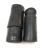 Antique Handmade Leather Dice Cups with Bone Die and Hand-Carved Chips