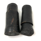 Antique Handmade Leather Dice Cups with Bone Die and Hand-Carved Chips