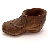 Carved Wooden Low Boot with Carved Laces