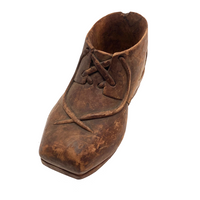 Carved Wooden Low Boot with Carved Laces