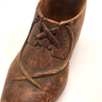 Carved Wooden Low Boot with Carved Laces