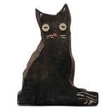 Black Handmade Wooden Cat Bookend