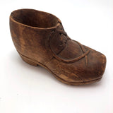 Carved Wooden Low Boot with Carved Laces