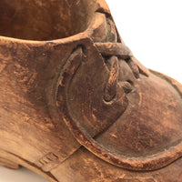 Carved Wooden Low Boot with Carved Laces