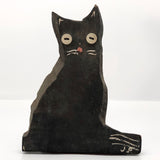 Black Handmade Wooden Cat Bookend