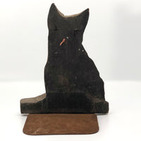 Black Handmade Wooden Cat Bookend