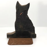 Black Handmade Wooden Cat Bookend