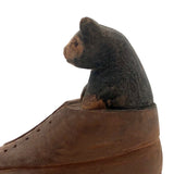 Carved Shoe with Bear Cub Inside!