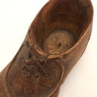 Carved Wooden Low Boot with Carved Laces