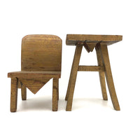 Gold Painted Tramp-y Old Handmade Table and Chair